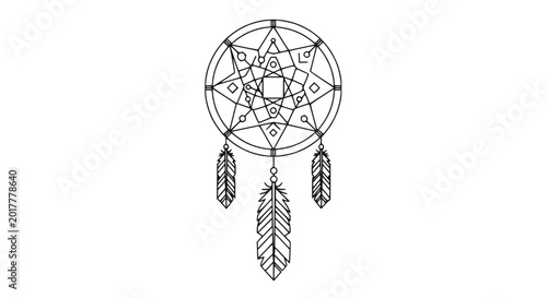 Photos Minimalist Geometric Dreamcatcher Line Art Illustration