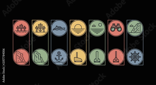 Nautical Icons Set: Marine, Travel, and Adventure Symbols