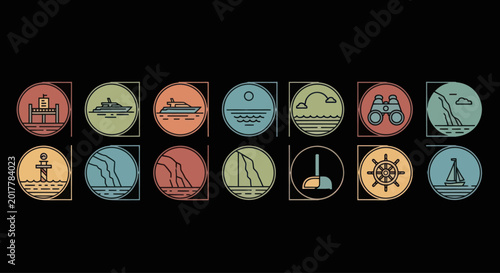 Nautical Icons Set: Marine, Travel, and Ocean Vector Graphics