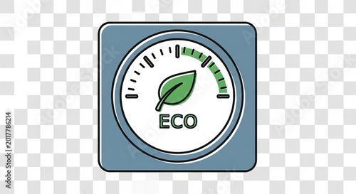 Eco friendly gauge illustration showing high efficiency levels for sustainable energy