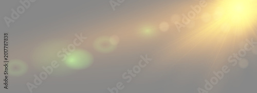 Εκτύπωση καμβά Abstract golden sunlight overlay with warm bokeh circles and bright sunbeam effe