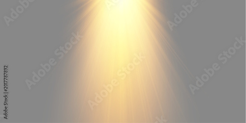 Realistic sun light beam and rainbow vector effect on transparent background