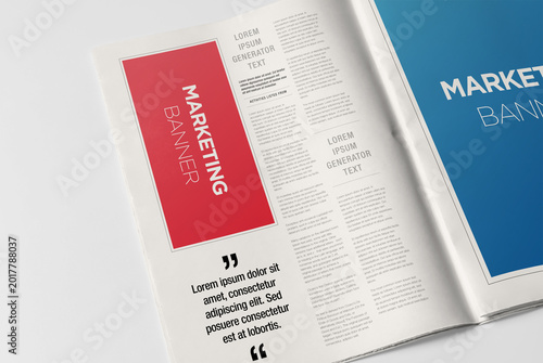 Quadro su tela Newspaper Advertising Banner Mockup 3D Rendering Isolated Background