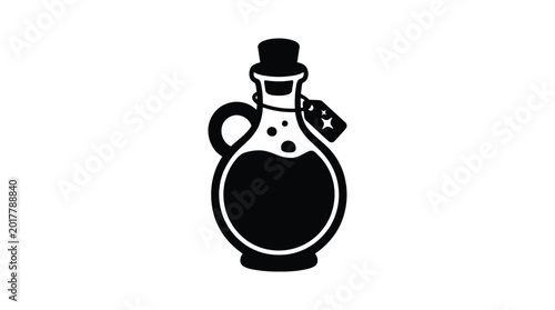 Foto Potion bottle silhouette on a white background