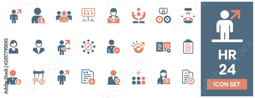Comprehensive human resources and recruitment vector icon set for modern business operations