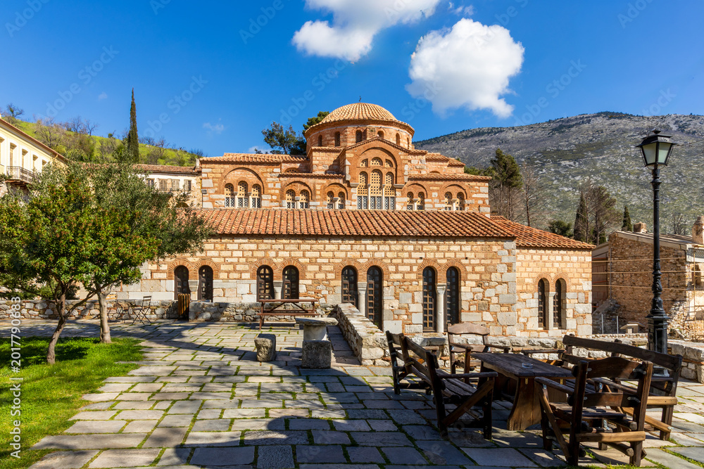 Fototapeta premium Holy Monastery of Hosios Loukas, historic walled monastery situated near the town of Distomo, in Boeotia, Greece.