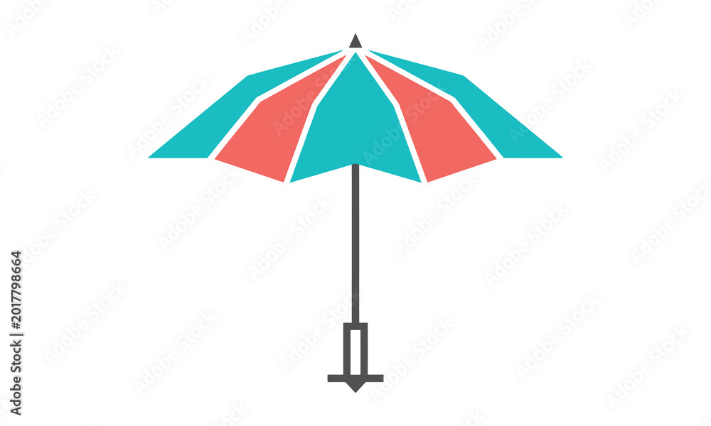 Obraz premium Stylized umbrella illustration for beach or resort theme vector graphic set design.