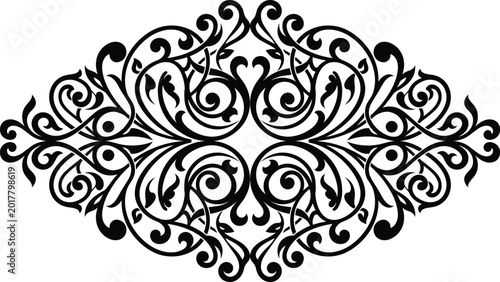 Ornamental filigree flourish element isolated on transparent background design graphic.