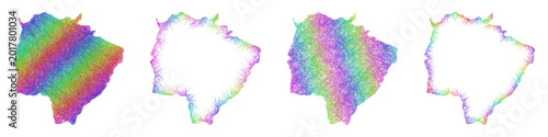 Tableau sur toile Rainbow color sketch Mato Grosso do Sul map design set