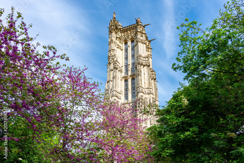 Billede på lærred Saint-Jacques tower in spring, Paris, France