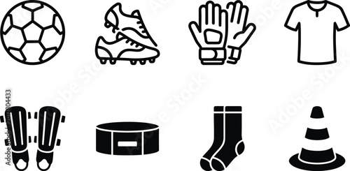 Photos Football and broadcast equipment icons for sports broadcasting