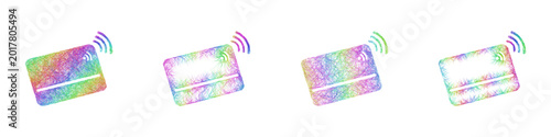 Schilderij op canvas Multicolored sketch smart card icon design set
