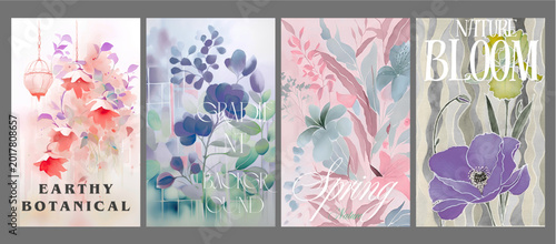 White lilies blooming against abstract orange and green geometric  botanical background
