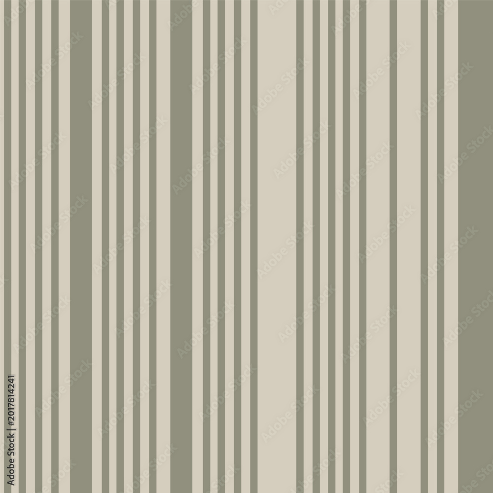 Obraz premium Seamless vertical stripes pattern in olive green and beige. Earthy tone striped geometric background texture. Classic retro varying width stripe fabric print. Minimalist parallel lines repeating.