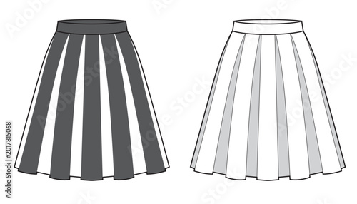 Canvastavla Girls pleated skirt fashion sketch