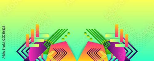 Vászonkép New bright juicy summer abstract fluid creative banner, trendy bright neon color