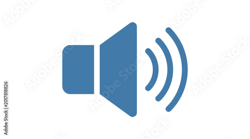 Photos Sound Amplification: A minimalistic illustration of an audio speaker emitting sound waves, signifying audibility, volume, and sound production
