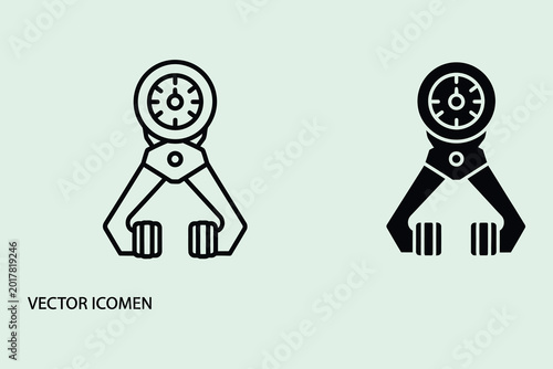 Hand dynamometer set featuring outline and solid for measuring grip strength and physical fitness assessment in medical or sports training contexts