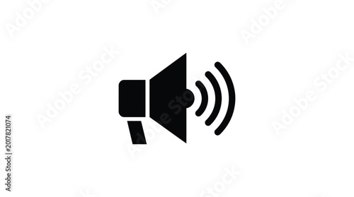 Loudspeaker icon with sound waves black silhouette on white