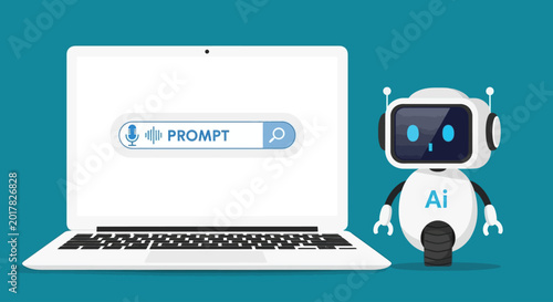 Canvas Print AI robot, search engine, laptop vector, artificial intelligence icon, chatbot