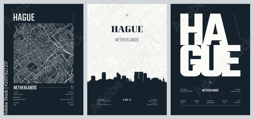 Foto Detailed street plan city map The Hague is the capital city of the South Holland