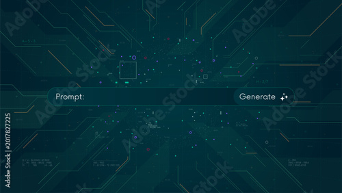Bild auf Leinwand Futuristic artificial intelligence interface with Prompt search bar and generate