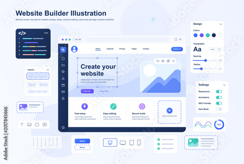 Fotografie Loading page mockup of a website builder interface