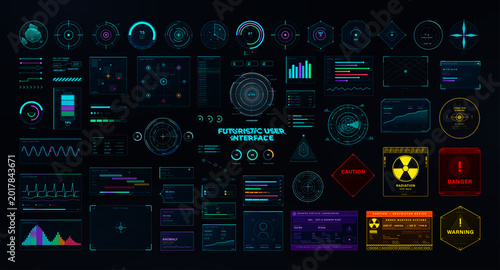 Foto Head-Up Display elements, Futuristic User Interface graphic box