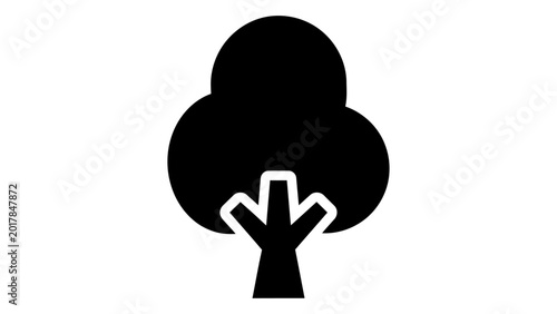 Cuadro en lienzo Simple tree icon, flat vector illustration of a deciduous tree with a rounded ca