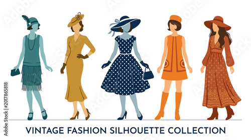 Photos Vintage Fashion Silhouettes: Flapper, 1950s, 1960s Styles