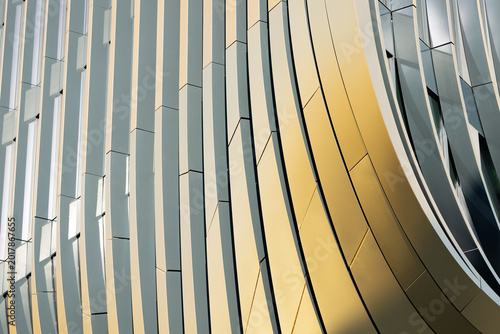 Canvastavla Abstract architectural detail of a modern building facade featuring curved metal