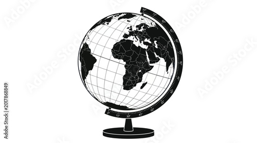 Bilde på lerret A detailed illustration of a globe showcasing continents on a stand