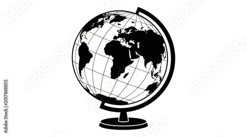 Foto A detailed illustration of a globe showcasing continents on a stand