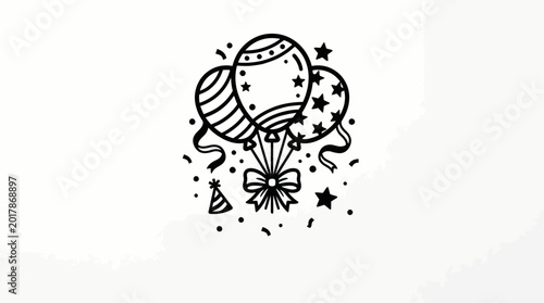 Canvas-taulu A festive celebration scene with balloons and confetti floating in air