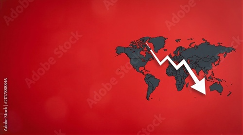 A black map of the world with a white arrow pointing to the right.