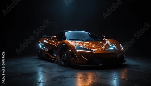 Sleek Copper Supercar in Dark Studio: A Modern Automotive Masterpiece of High Performance and Luxurious Design