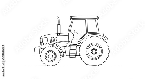 Photos Line Art Tractor Illustration - Agricultural Vehicle Drawing