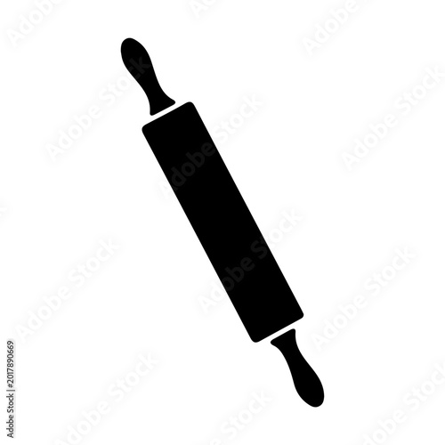 Tableau sur toile Black Silhouette of a Rolling Pin.