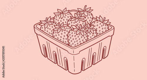 Konstfotografi Strawberry, fruit, basket, illustration, red, vector, strawberries, fresh, food,