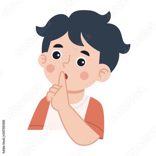Boy Asking for Silence Illustration