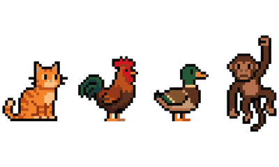 Deken met foto Boerderij Retro pixel art dieren in 8-bit stijl  © ade