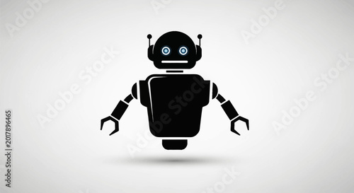 Bild auf Leinwand Black Robot With Wrench Hands.