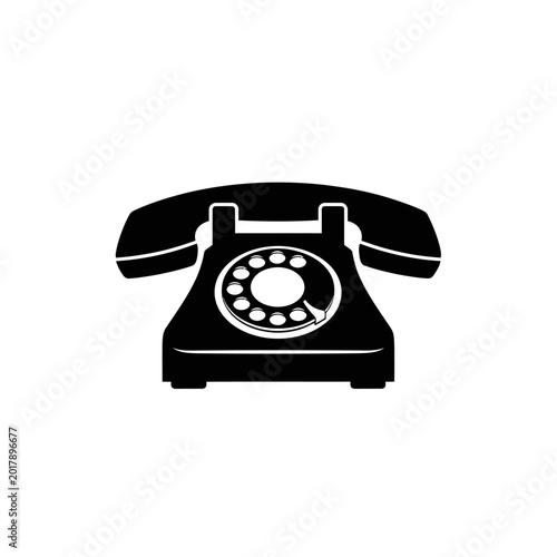 Fotografie Black rotary phone device.