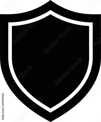 Foto Black Shield Icon With White Outline.