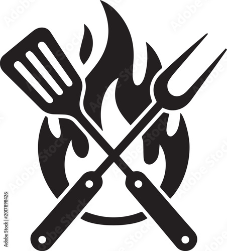 BBQ Grill Flame Icon Vector Illustration Isolated on White Background