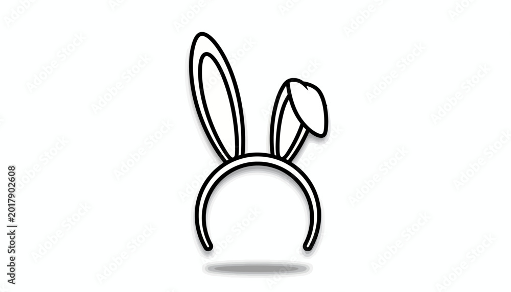 Obraz premium Bunny Ears Headband, Black Outline, Vector Illustration, Easter Accessory, Party Prop