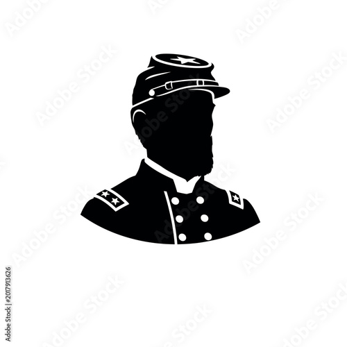 Silhouette of a Civil War General in Uniform.