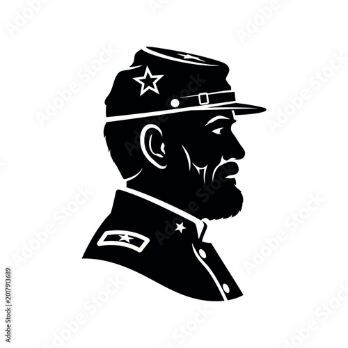 Silhouette of a Union Army General in Profile.