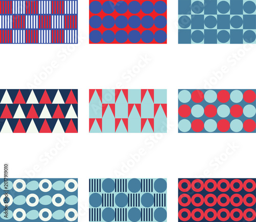 Red White and Blue Halftone Geometric Abstract Pattern Background
