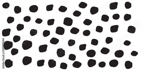 Schilderij op canvas Seamless vector pattern in white with large, hand-drawn black dots